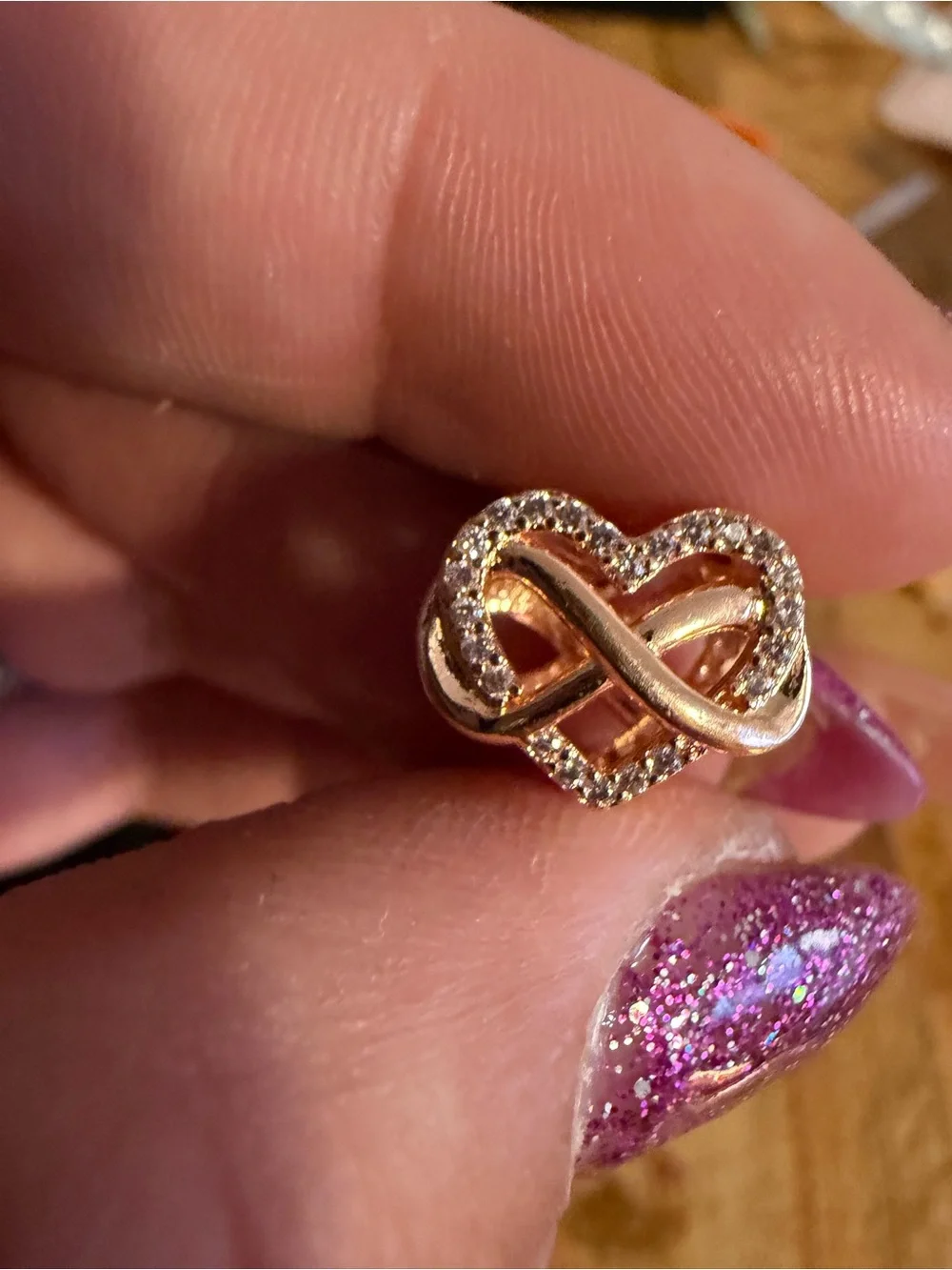 Pandora Rose Gold Heart Infinity Charm with Cubic Zirconia